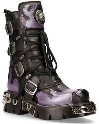 New Rock - Flame Accented/ Leather Biker Skull Boots- M-591-S5 - Lyst