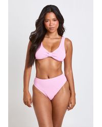 Boohoo - Textured High Waist Bikini Bottom - Lyst