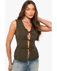 Boohoo - Tie Front Tailored Waistcoat - Lyst