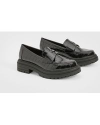 Boohoo - Chunky Croc Strap Detail Loafers - Lyst