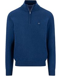 Fynch-Hatton - Troyer Half Zip Knitwear Midnight - Lyst