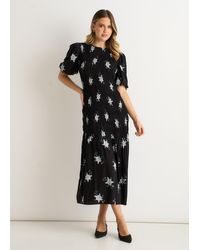 Gini London - 3/4 Sleeves Paisley Ruched Midi Dress - Lyst