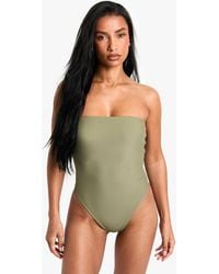 Boohoo - Petite Swimwear Essentials Bandeau Bathing Suit - Lyst