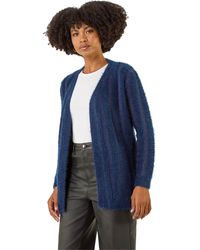 Roman - Fluffy Textured Knit Longline Cardigan - Lyst