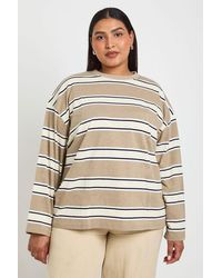 Boohoo - Plus Stripe Oversized Long Sleeve Top - Lyst