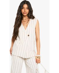 Boohoo - Tailored Linen Look Longline Waistcoat - Lyst