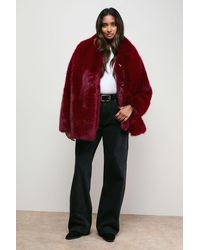 Oasis - Ecru Fur Jacket With Scarf - Lyst