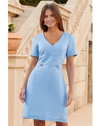 Sosandar - Powder Linen Blend Fit & Flare Dress - Lyst