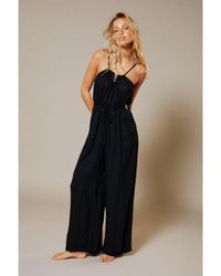Warehouse - Crinkle Ring Side Cover Up Jumpsuit Viscose - Lyst