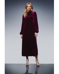 Oasis - Occasion Velvet High Neck Midi Dress - Lyst