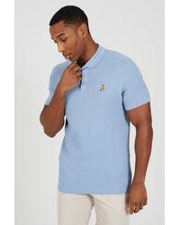 Brave Soul - Light Cotton Waffle Knit Embroidered Polo Shirt - Lyst