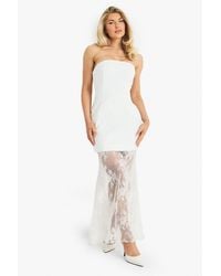 Boohoo Premmium Structured Lace Skater Mini Dress in White | Lyst UK