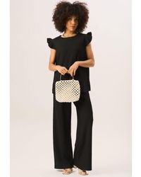 Gini London - Frill Sleeves Textured Oversized Top - Lyst