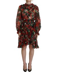 Dolce & Gabbana - Elegant A-Line Silk Dres - Lyst