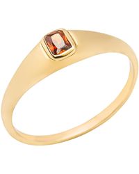 The Jewellery Stockroom - 18Ct Plated Sterling Square Garnet Cubic Zirconia Band Ring - Lyst