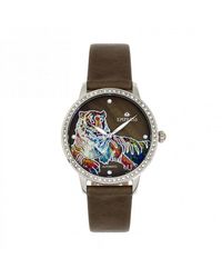 Empress - Diana Automatic Engraved Mop Leather-Band Watch - Lyst