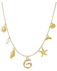 The Jewellery Stockroom - Plated Sea And Initial Life Statement Charm Necklace - Lyst