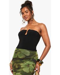 Boohoo - Double Layered Slinky Trim Detail Bandeau Bodysuit - Lyst