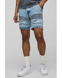 BoohooMAN - Slim Fit Ripped Biker Ice Jean Shorts - Lyst
