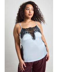 Boohoo - Plus Satin Cami Top With Lace Trim - Lyst