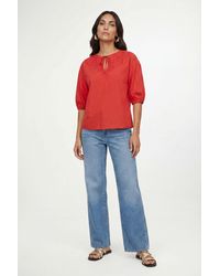 Wallis - Cotton Lace Puff Sleeve Top - Lyst
