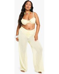 Boohoo - Plus Tie Waist Elasticated Waist Beach Trouser - Lyst