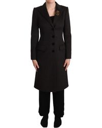 Dolce & Gabbana - Wool Cashmere Coat With Luxe Crest Applique - Lyst