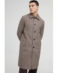 BoohooMAN - Plaid Collared Overcoat - Lyst
