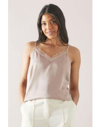 Wallis - Lace Trim Satin Cami Top - Lyst