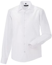 Russell - Russell Ultimate Non-iron Getailleerde Formele Overhemd Met Lange Mouwen (wit) - Lyst