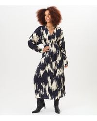 Gini London - Midi-jurk Met Abstracte Print En Elastische Taille - Lyst