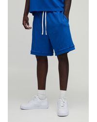 BoohooMAN - Baggy Drop Crotch Exposed Seam Loopback Short - Lyst