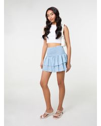 Pink Vanilla - Shirred Ruffle Mini Skirt - Lyst