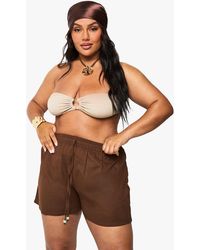 Boohoo - Plus Linen Beaded Beach Shorts - Lyst