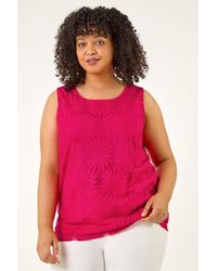 Roman - Curve Sunflower Lace Texture Vest - Lyst