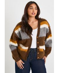 Boohoo - Plus Brushed Knit Chunky Oversized Boyfriend Cardigan - Lyst
