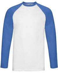 Fruit Of The Loom - Adult Contrast Long-Sleeved Baseball T-Shirt /Royal) Cotton - Lyst