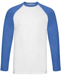 Fruit Of The Loom - Contrast Long-Sleeved Baseball T-Shirt /Royal) Cotton - Lyst