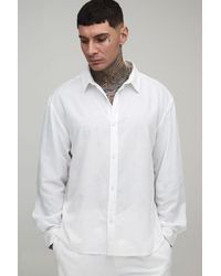 BoohooMAN - Tall Oversized Long Sleeve Linen Blend Shirt - Lyst