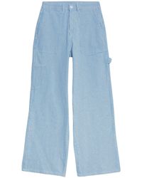 Secret Label - Stripe Relaxed Carpenter Wide Leg Jeans Cotton - Lyst