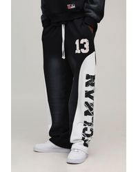 BoohooMAN - Baggy Fit Ofclman Spray Washed Gusset Joggers - Lyst