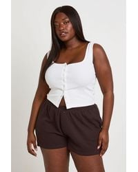Boohoo - Plus Waffle Henley Shorts - Lyst