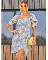 Chi Chi London - Floral Printed Ruffle Sleeve Mini Dress - Lyst