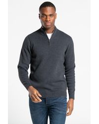 Kensington Eastside - Recycled Cotton Blend 1/4 Zip Funnel Neck Jumper - Lyst