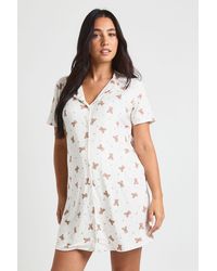 Boohoo - Maternity Bear Print Button Through Collar Nightie - Lyst