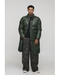 BoohooMAN - Regular Fit High Shine Longline Puffer Jacket - Lyst