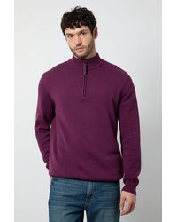 MAINE - Premium Pure Cotton Half Zip Funnel Jumper - Lyst