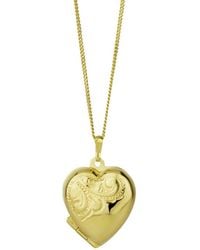 The Jewellery Stockroom - 16Mm Rolled Floral Heart Locket Necklace Plated - Lyst