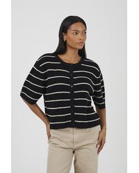 Brave Soul - Striped Short Sleeve Fisherman Knit Cardigan - Lyst