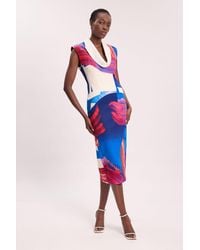 Karen Millen - Polished Tailored Cowl Neck Sleeveless Midi Dress - Lyst
